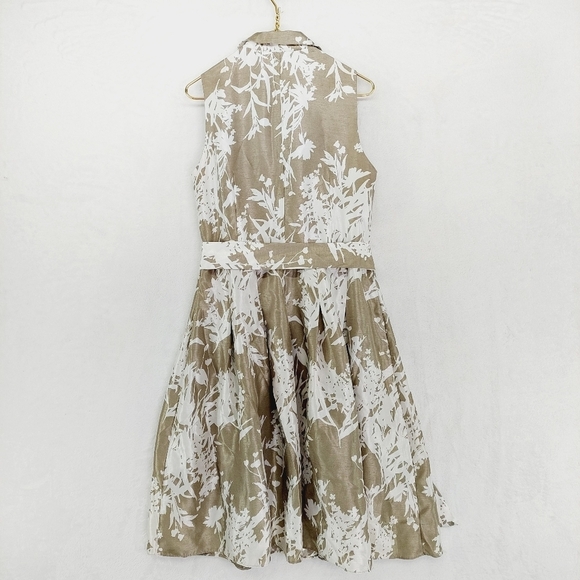 Jessica Howard Brown & White Polyester Balted Flared Midi Dress 440 - Picture 4 of 7